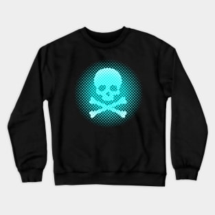 Neon Blue Skull and Crossbones Scary Creepy Fun Gothic Modern Art Crewneck Sweatshirt